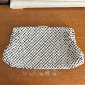 Vintage Whiting Davis Elegant White Metal Clutch